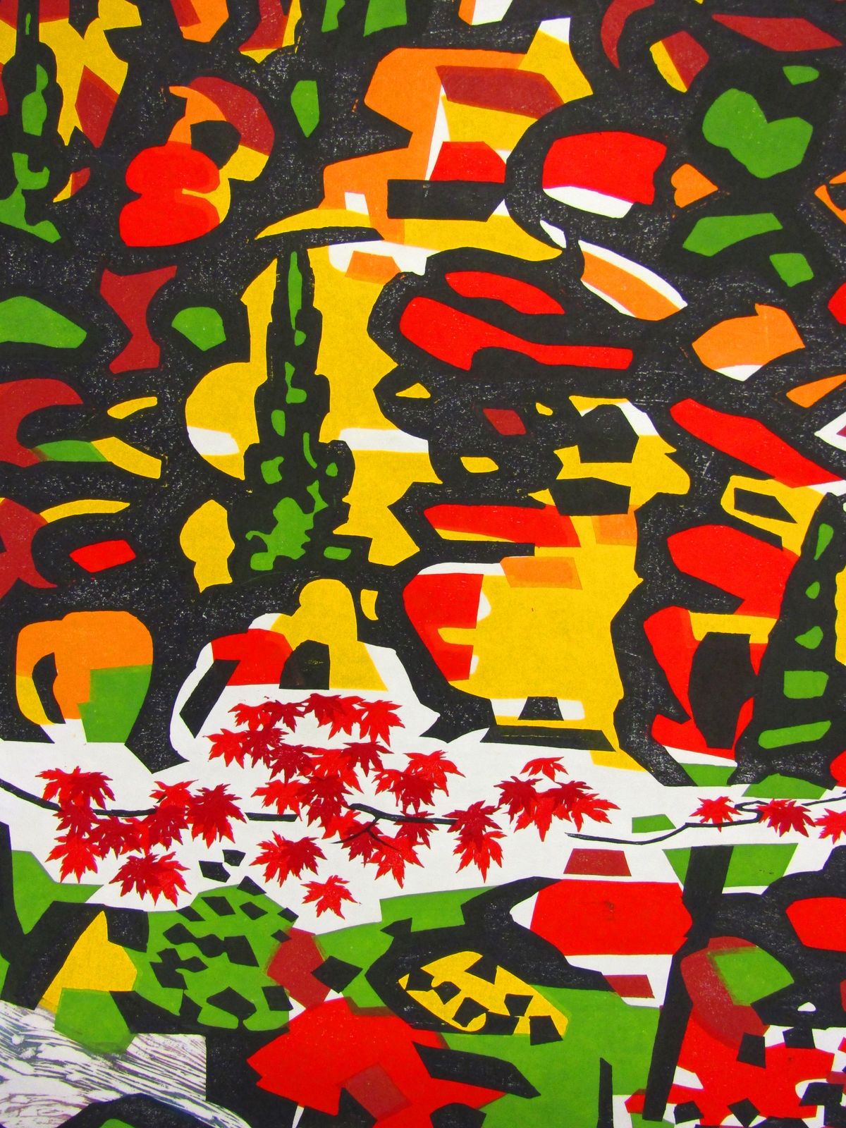 Large Hand Signed 1968 Japanese Fukushima Landscape Woodblock Print By Okiie Hashimoto photo buy