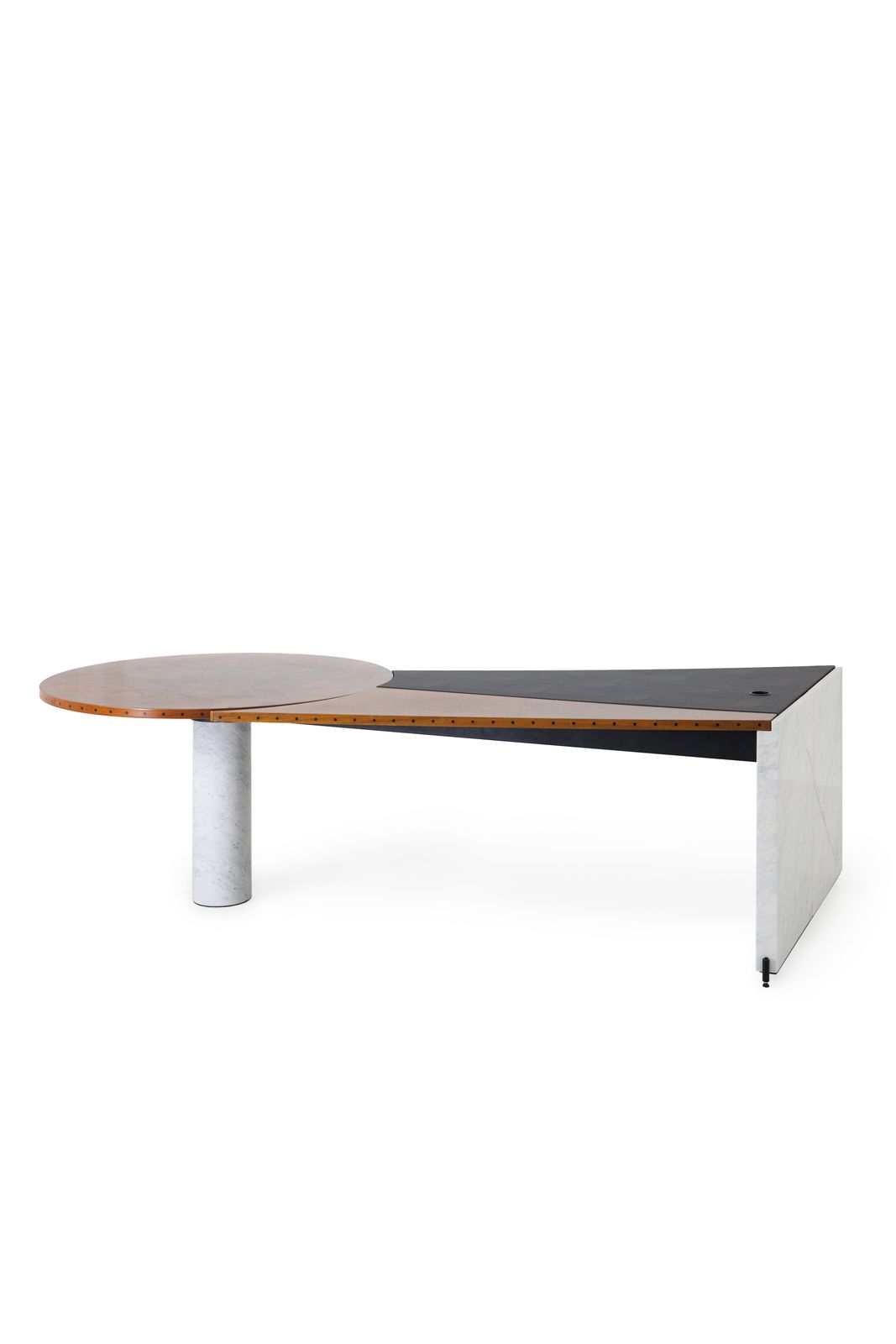 Unique Custom Carrara Marble & Burl Wood Desk   Italy, 1980s photo furniture