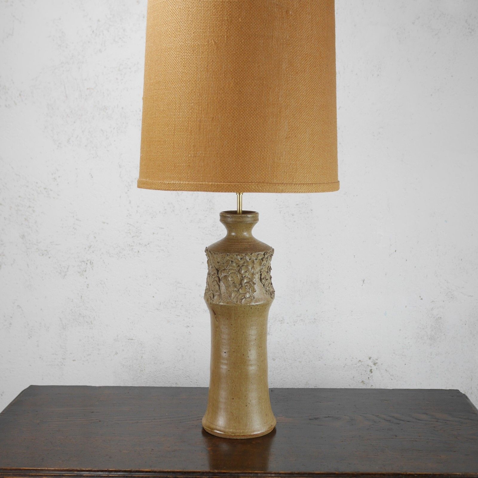 Vintage Mid Century Abstract Studio Pottery Lamp Hessin Shade #102647 photo 335.0