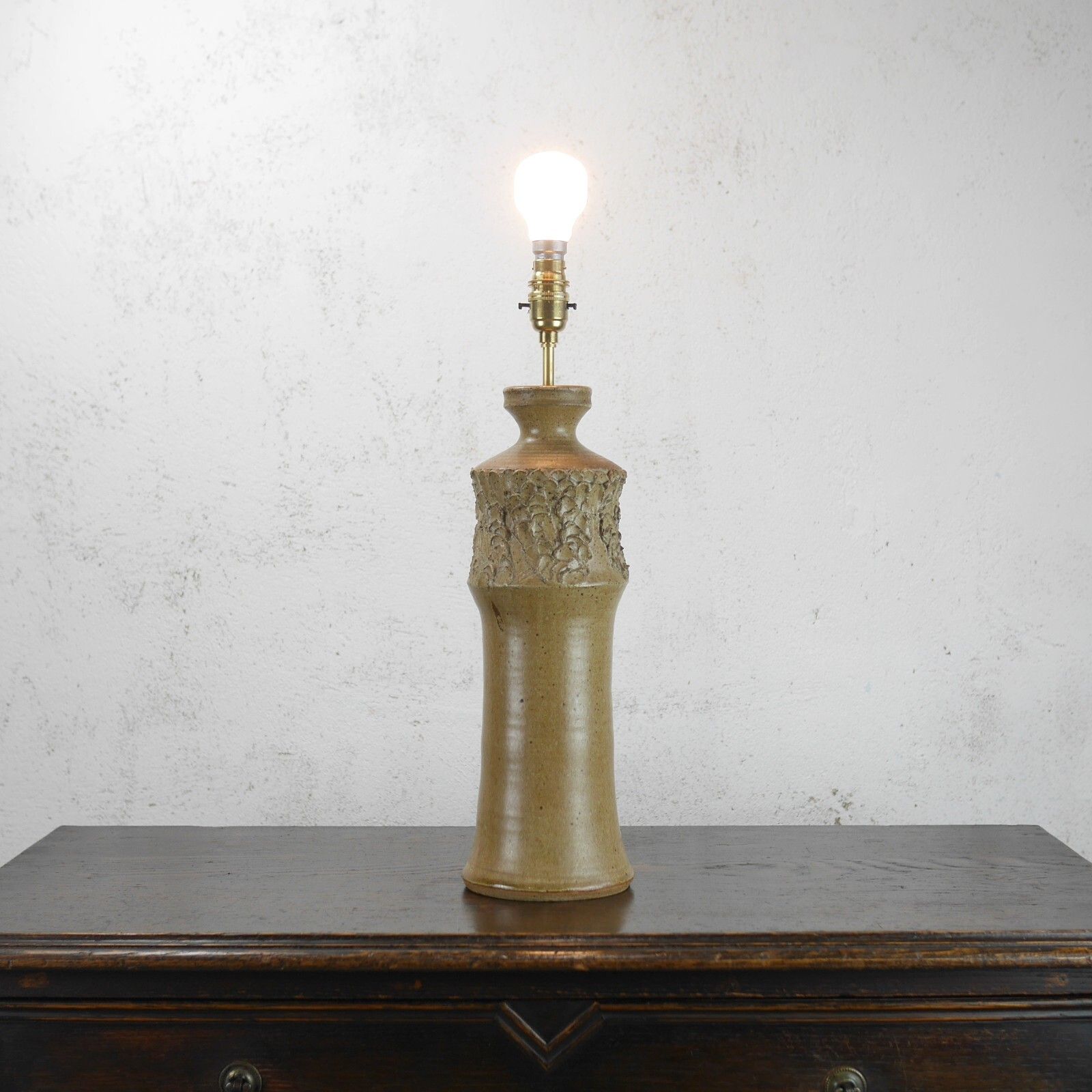 Vintage Mid Century Abstract Studio Pottery Lamp Hessin Shade #102647 photo vintage