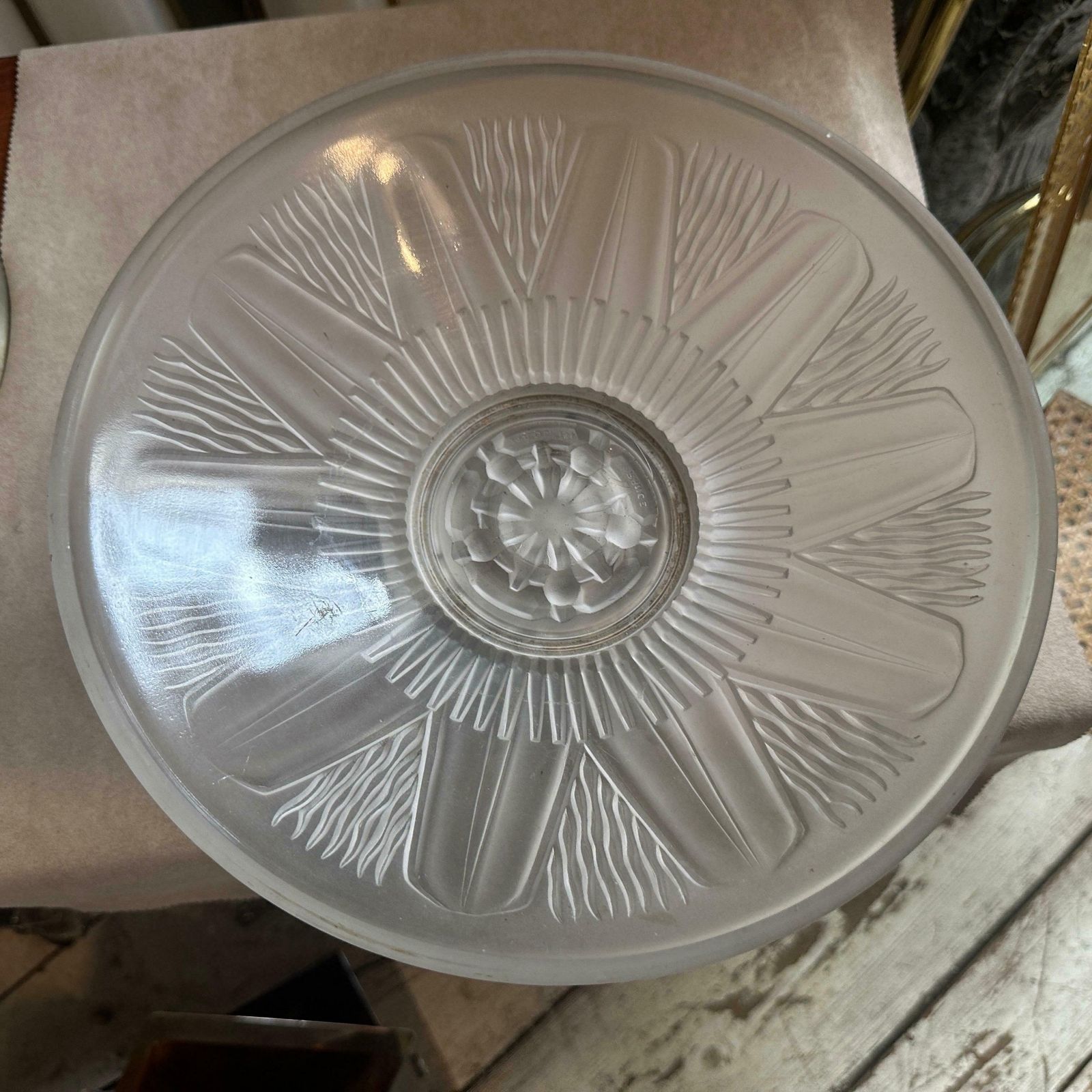 1930s Art Deco Aluminum Wood And Opalescent Glass French Centerpiece photo Home Decor