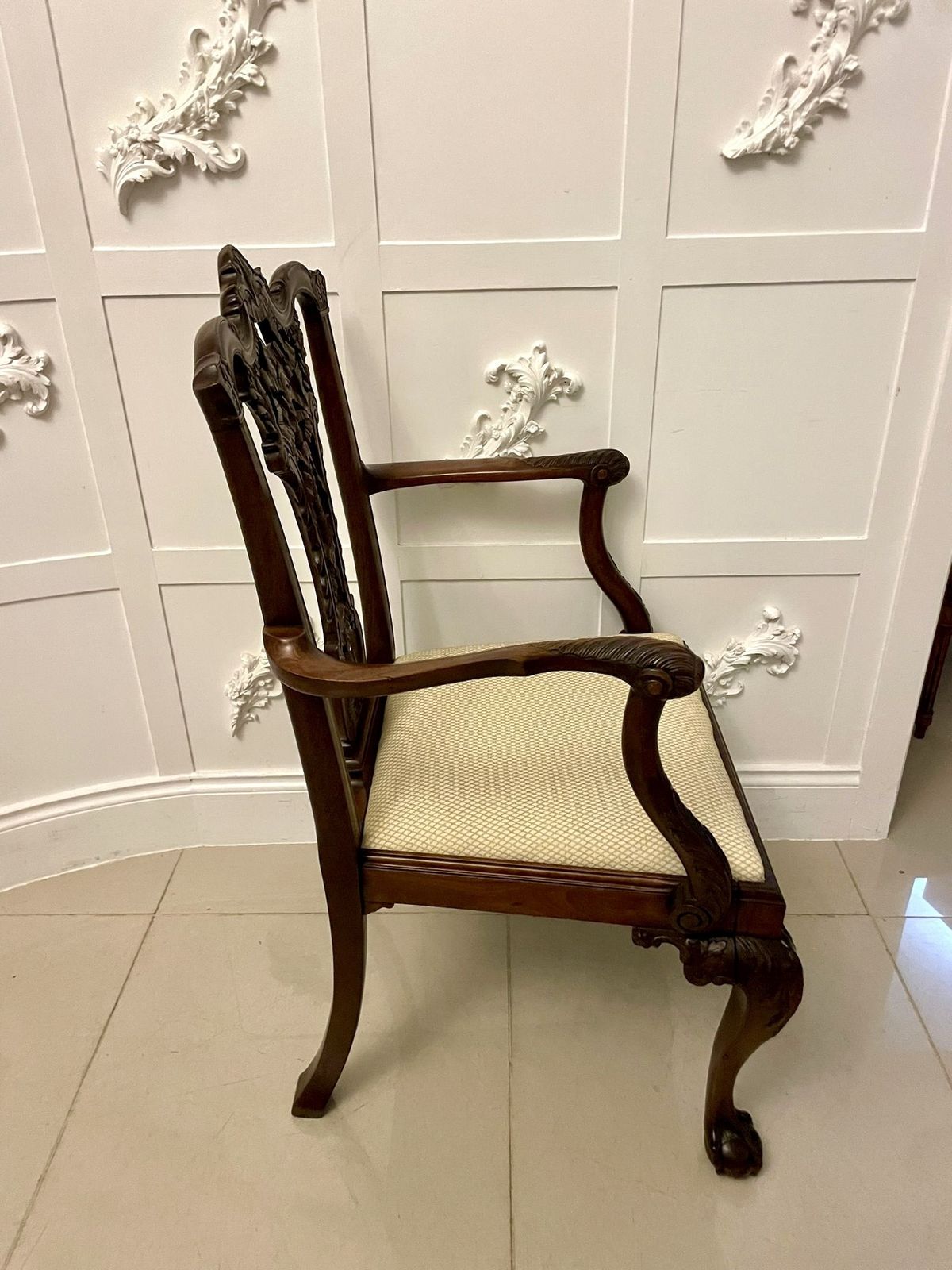 Outstanding Quality Antique 19th Century Carved Mahogany Office Chair photo buy