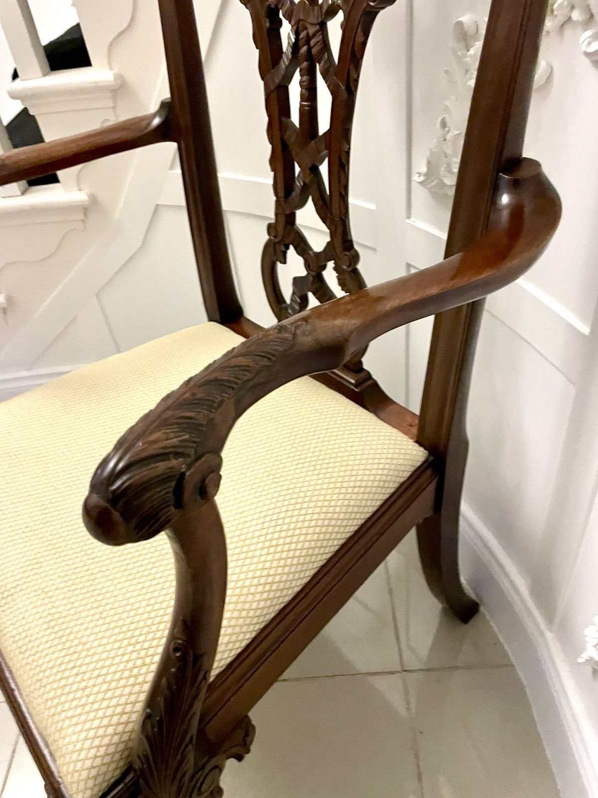photo buy Outstanding Quality Antique 19th Century Carved Mahogany Office Chair
