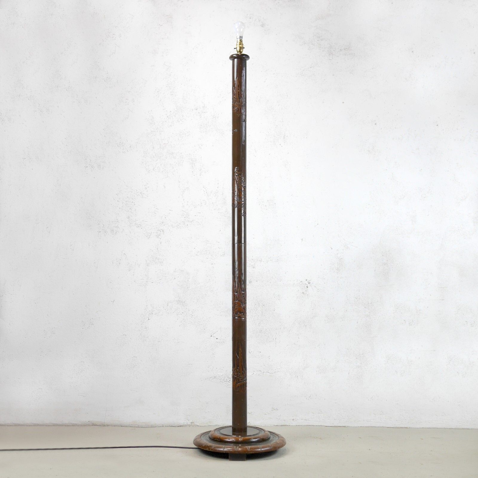 Antique Early 20th Century Chinoiserie Carved Wood Standard Lamp #102681 photo furniture