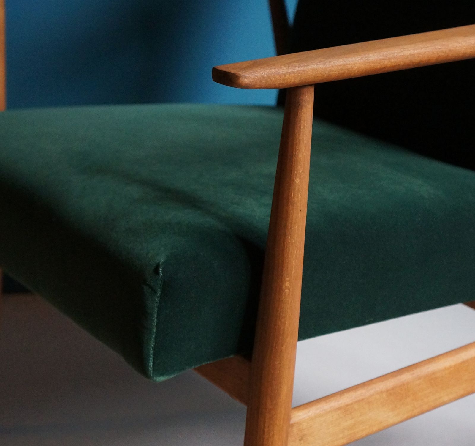 Vintage Armchair Form Mid Century, Dark Green, Restored photo Furniture