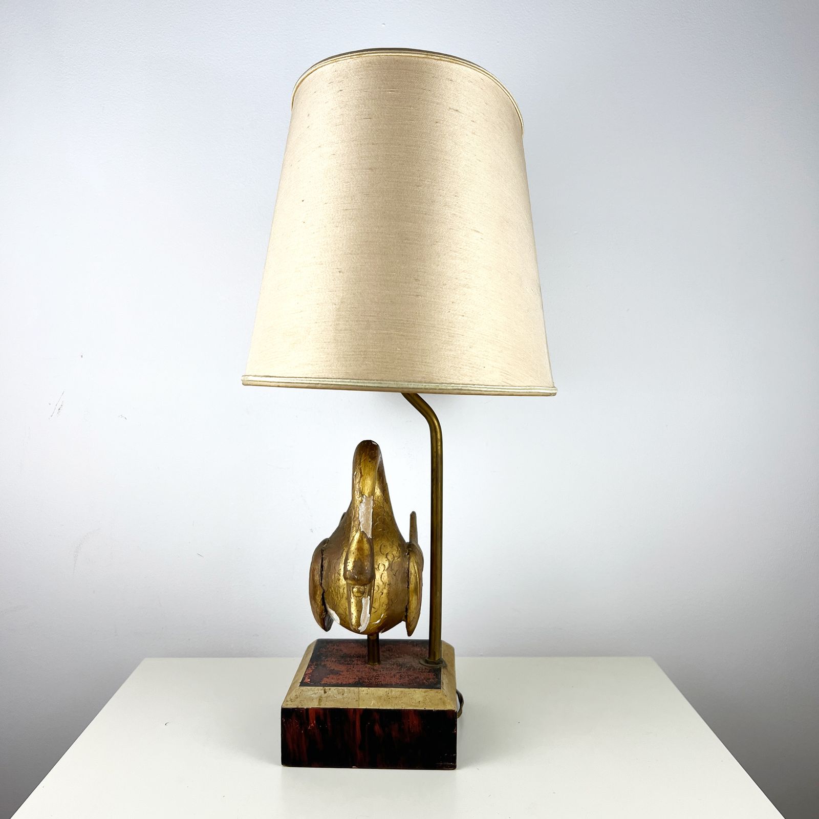 Antique Fragment Table Lamp, Italian Salvaged Carved Gilt Wood Swan Lamp photo buy