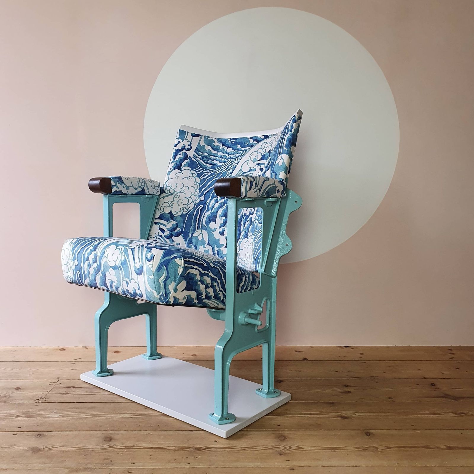 Single Vintage Cinema Seat In Wave Fabric With Padded Armrests photo Furniture