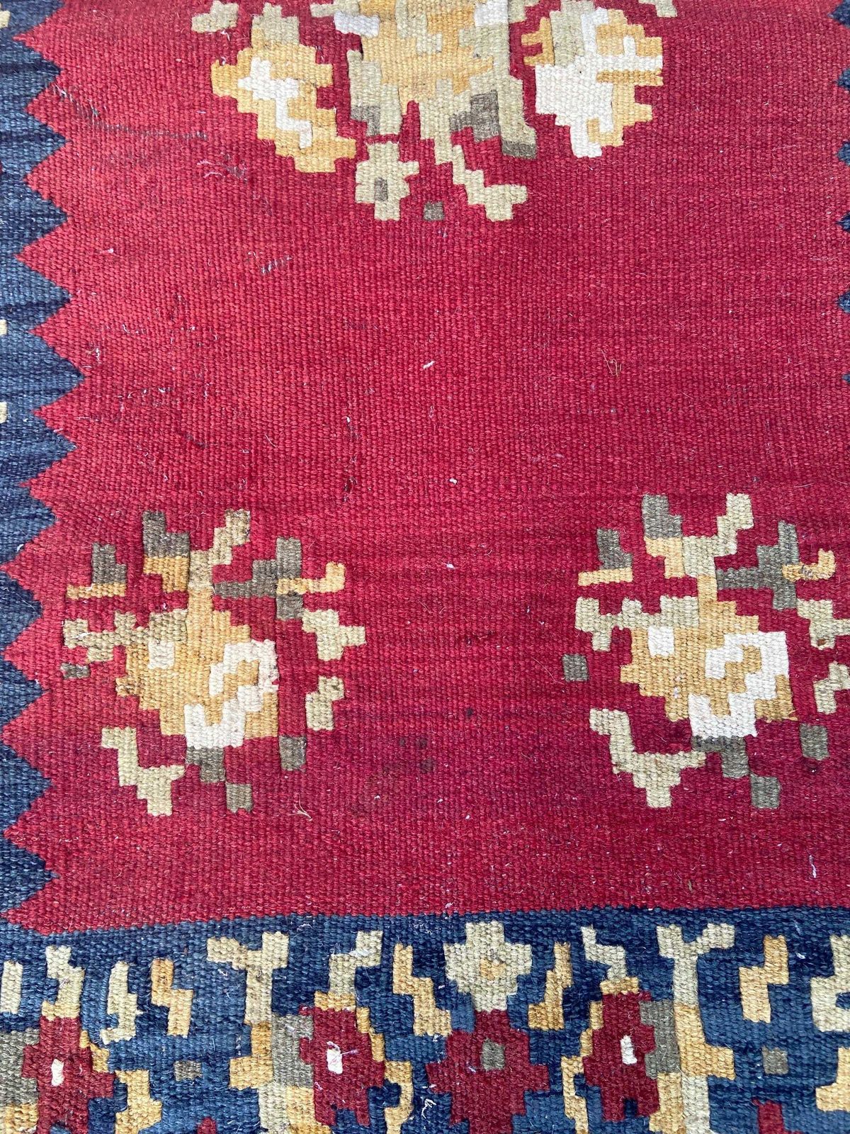 Vintage Large Kilim Rug In Red, Dark Blue/Black   Character Rug 144cm X 89cm photo vinterior