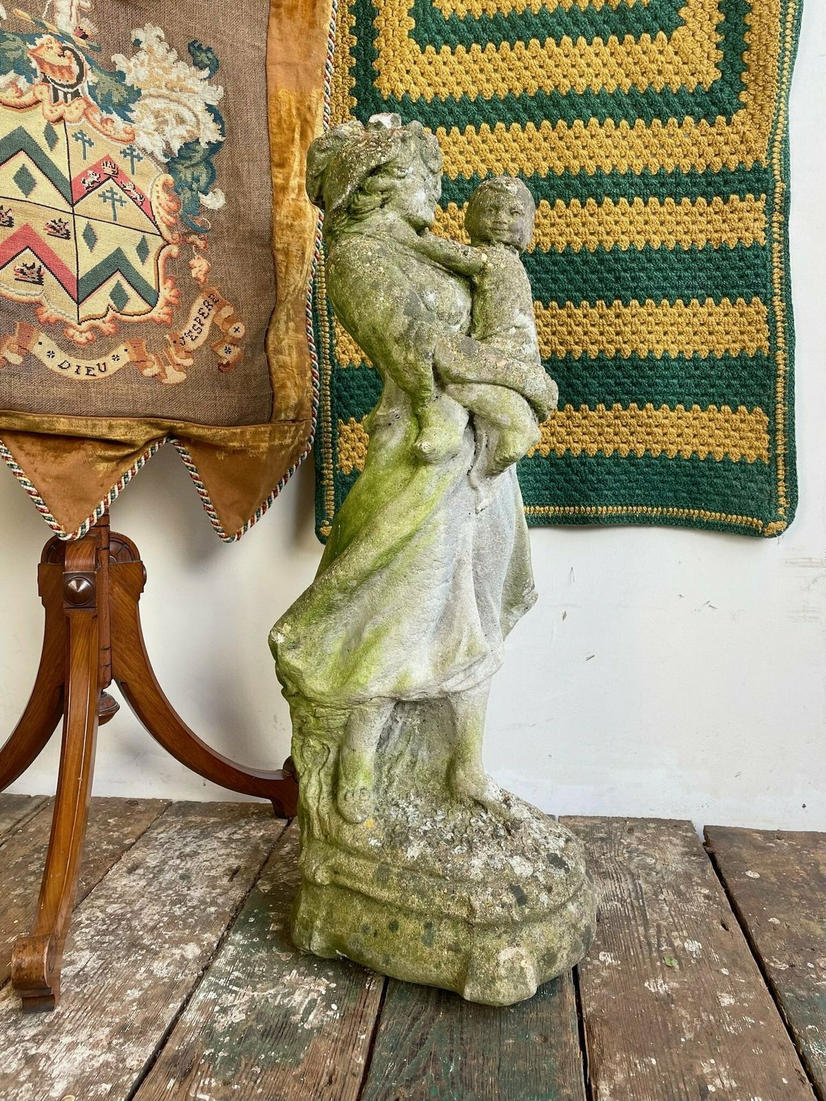 Composite Stone Figure Of A Woman And Child C.1940 photo 213.0