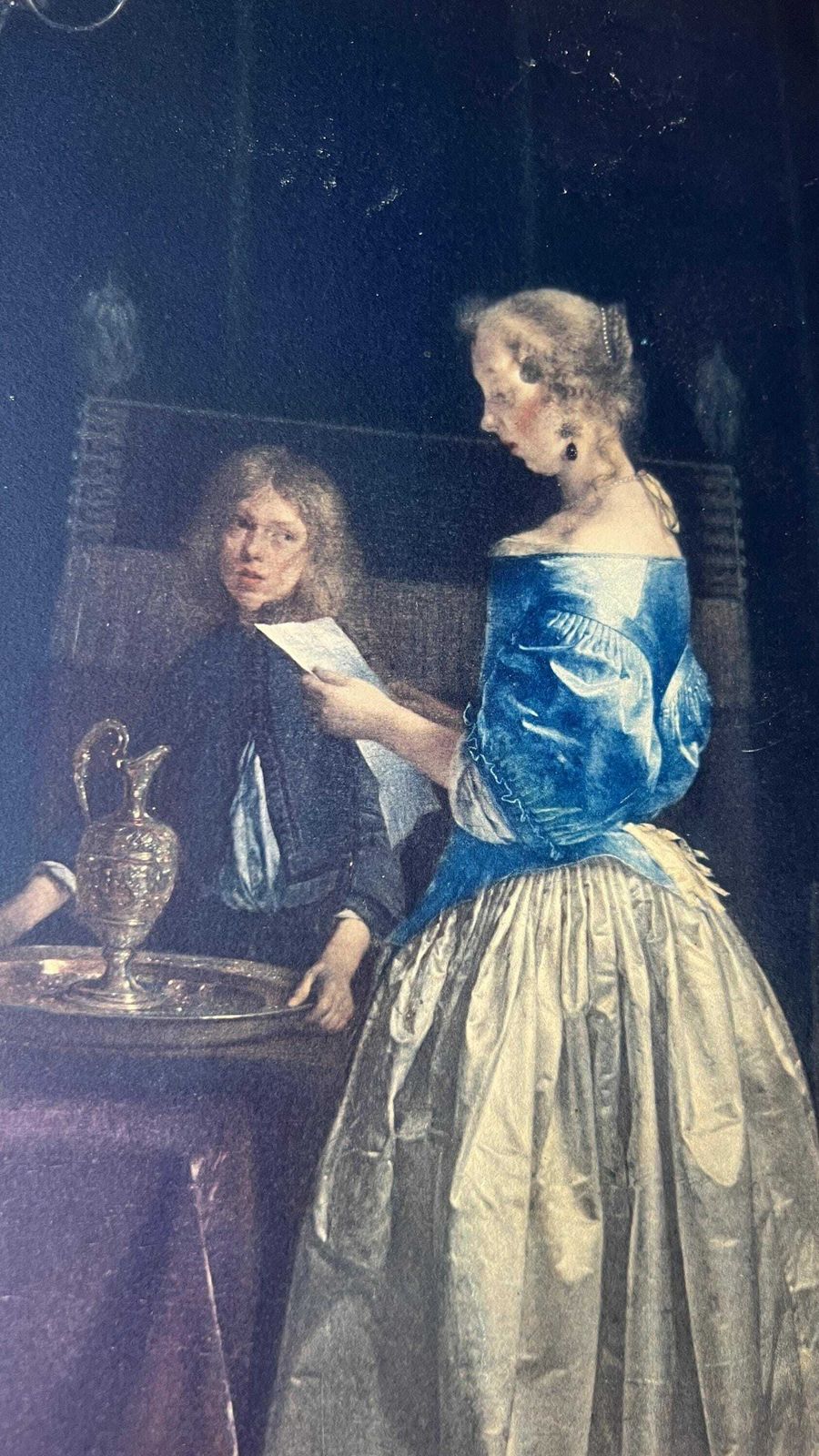 1920 The Medici Society Ltd Hand Pulled Lithograph Of Oil Painting “The Letter” By Gerard Ter Borch photo 169.0