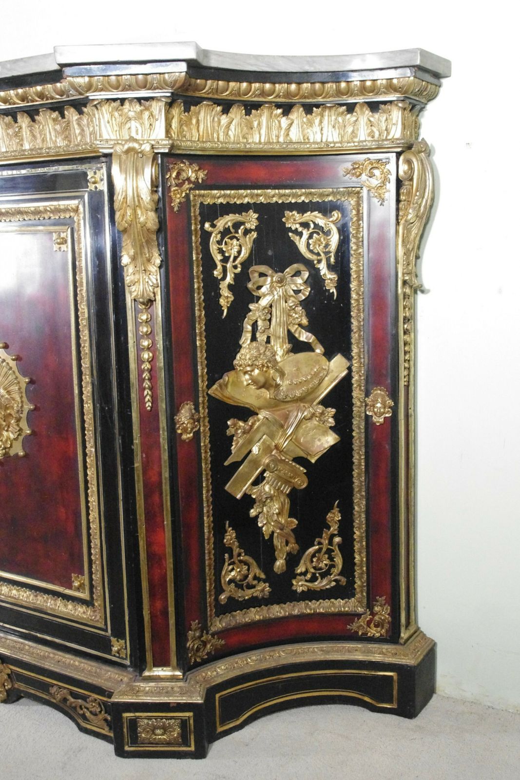 19th Century French Gilt Metal Mounted Ebonised Cabinet With Marble Top photo buy