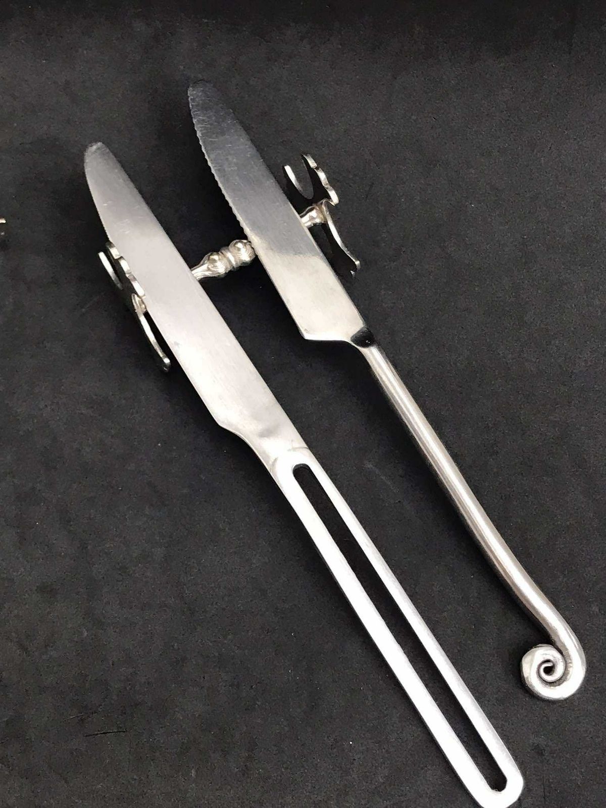 Knife Rests Large For Table Cutlery Holders Antique English Silver Plated Metal Dinner Table Holiday Elegant Set Of 2 Gift For Couple photo for sale