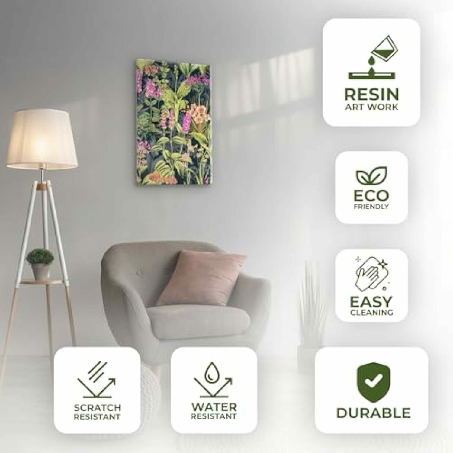 Colourful Floral Design   Handcrafted Epoxy Resin Wall Art | Elegant & Durable Artistic Décor For Home, Office & Living Room photo for sale