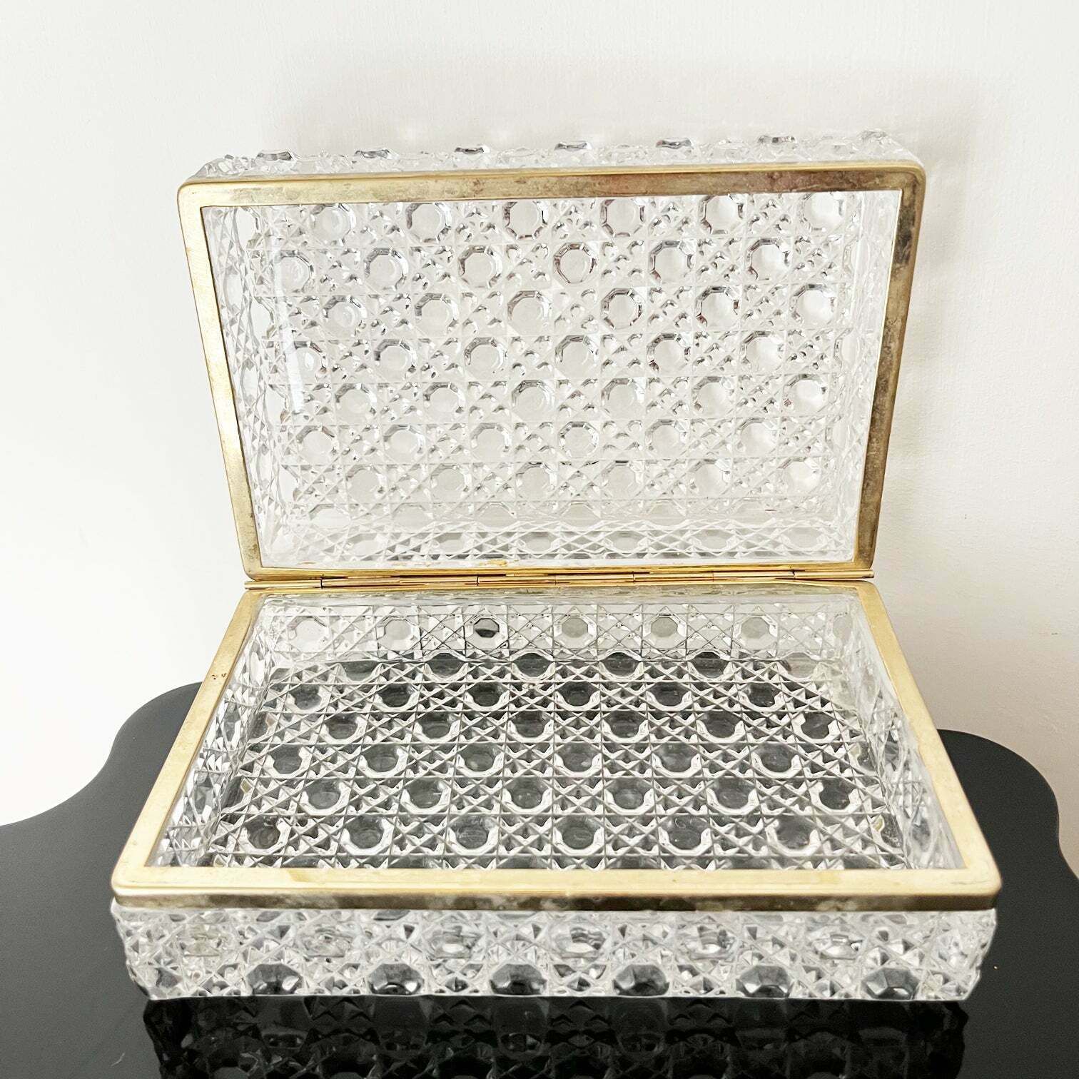 1950s French Bohemian Crystal Diamond Chest  Antiques photo furniture