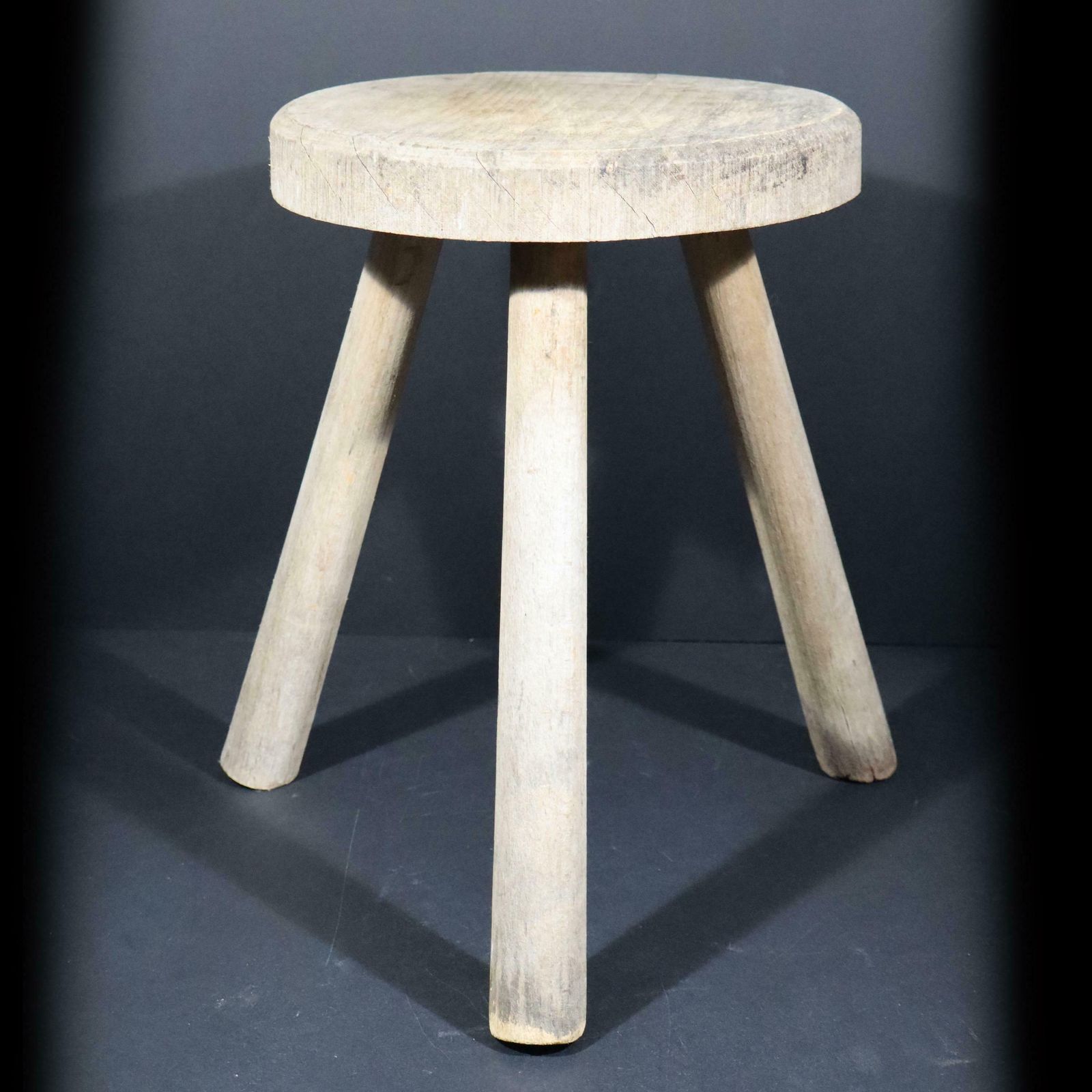 Vintage French Tripod Stool, Primitive French Stool Perriand Style photo for sale