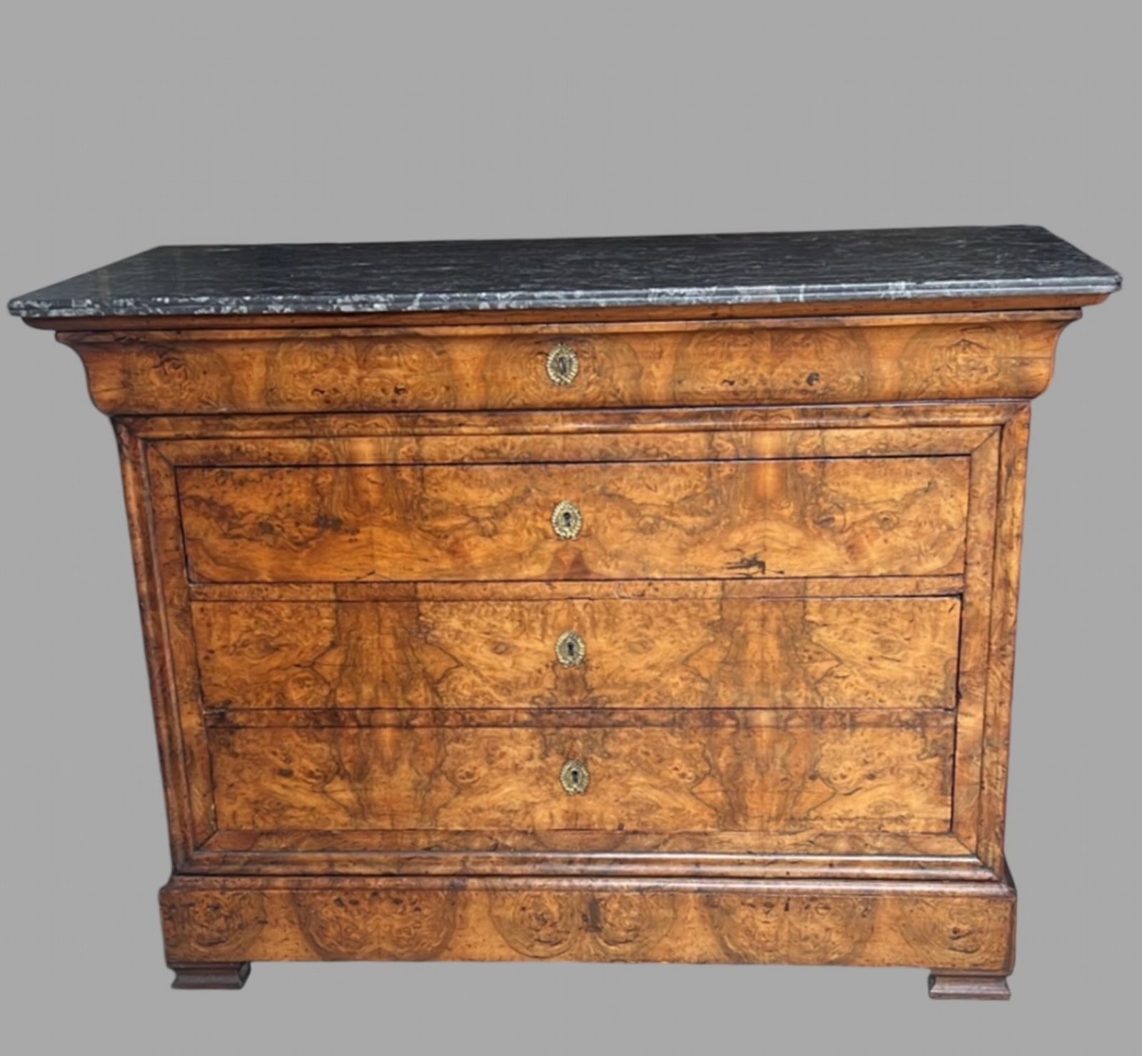 A 19th Century French Louis Phillipe Era Burr Walnut Commode