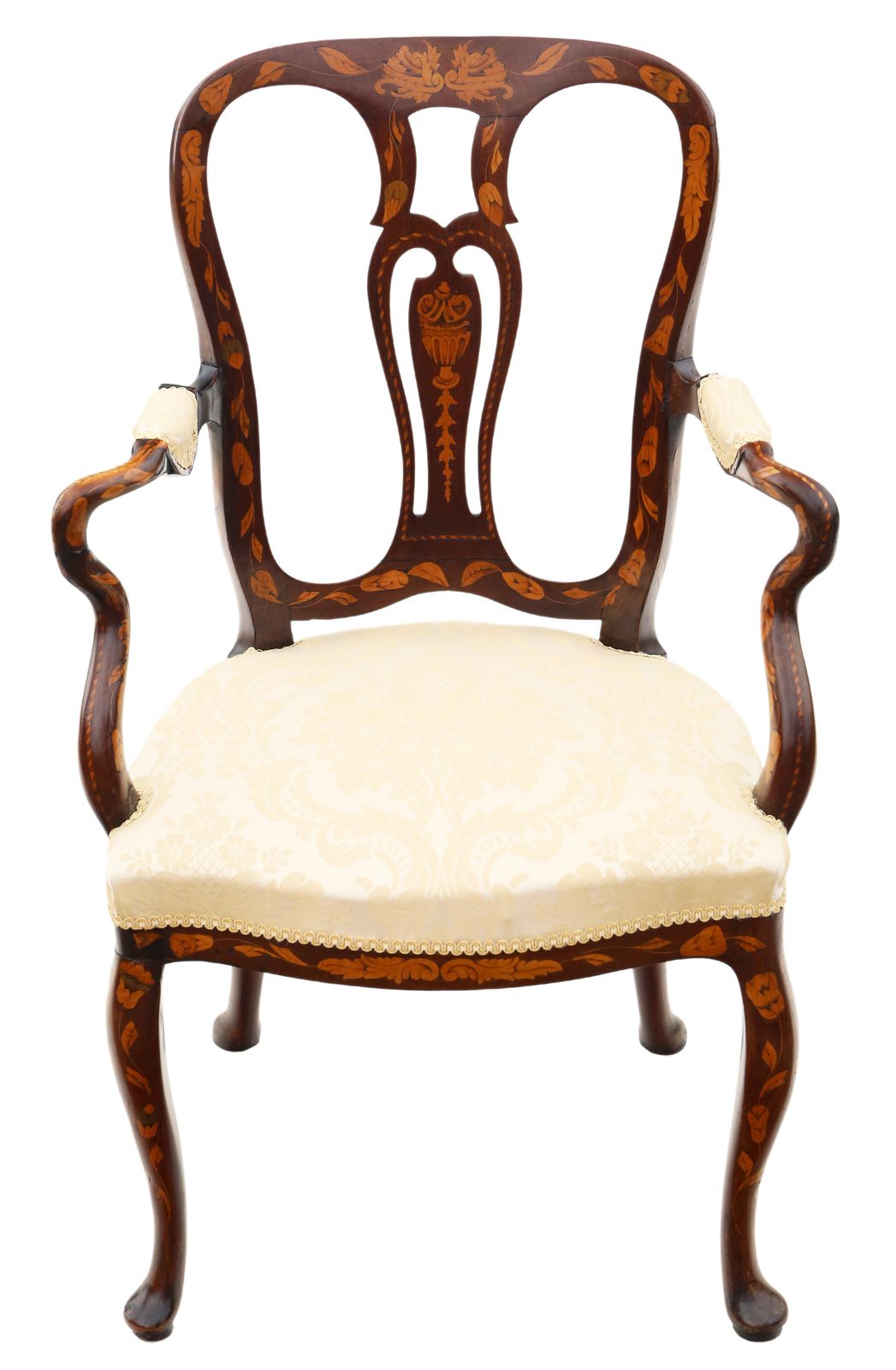 Antique Fine Quality 18th Century Dutch Marquetry Elbow Chair Armchair photo for sale