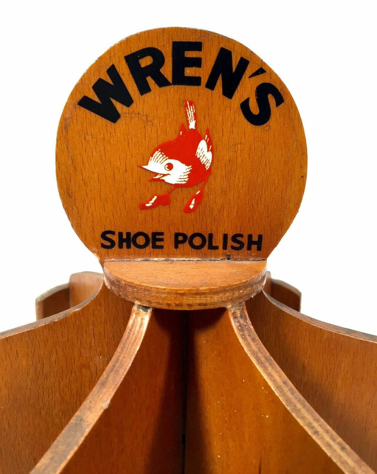 Antique Advertising   Wren's Shoe Polish Counter Top Tin Dispenser / Rack Holder photo for sale