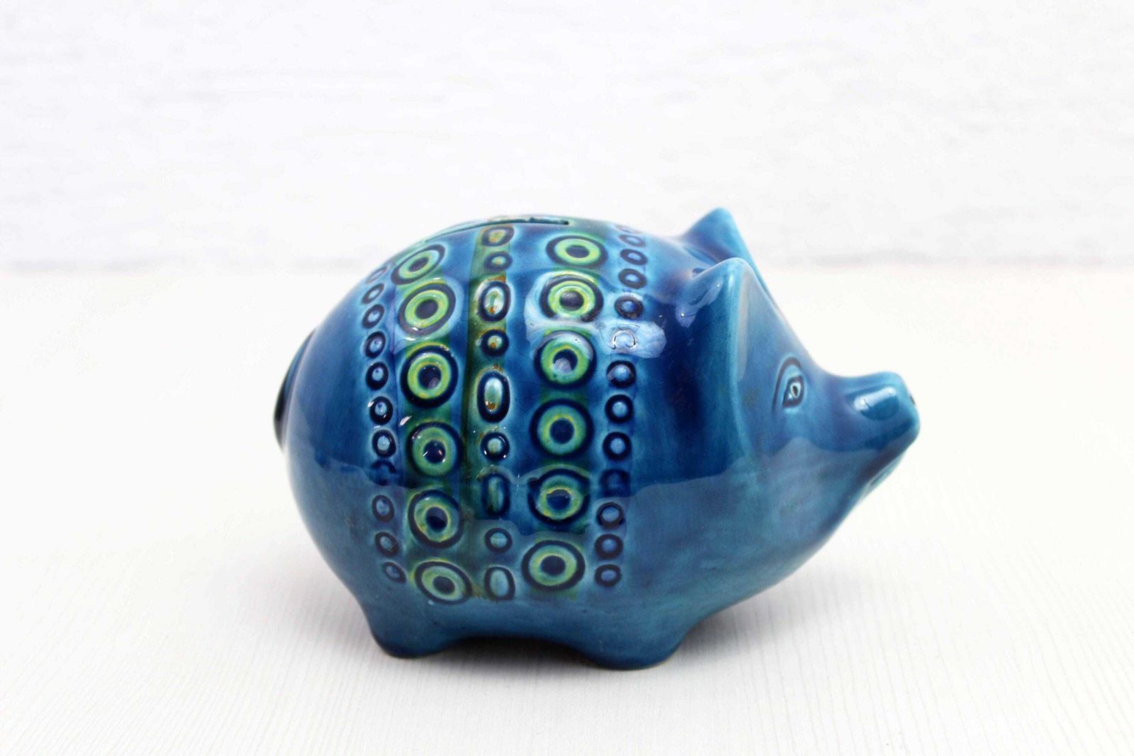 Zoomorphic Ceramic, Piggy Bank In Blue Ceramic From Rimini, Italy 1970 photo for sale