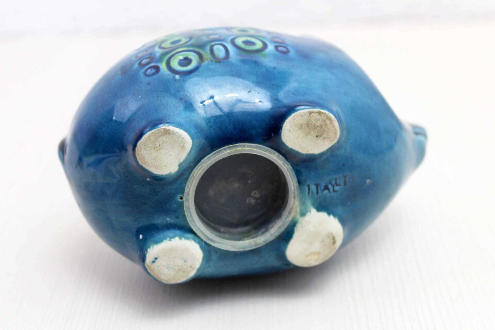 Zoomorphic Ceramic, Piggy Bank In Blue Ceramic From Rimini, Italy 1970 photo buy