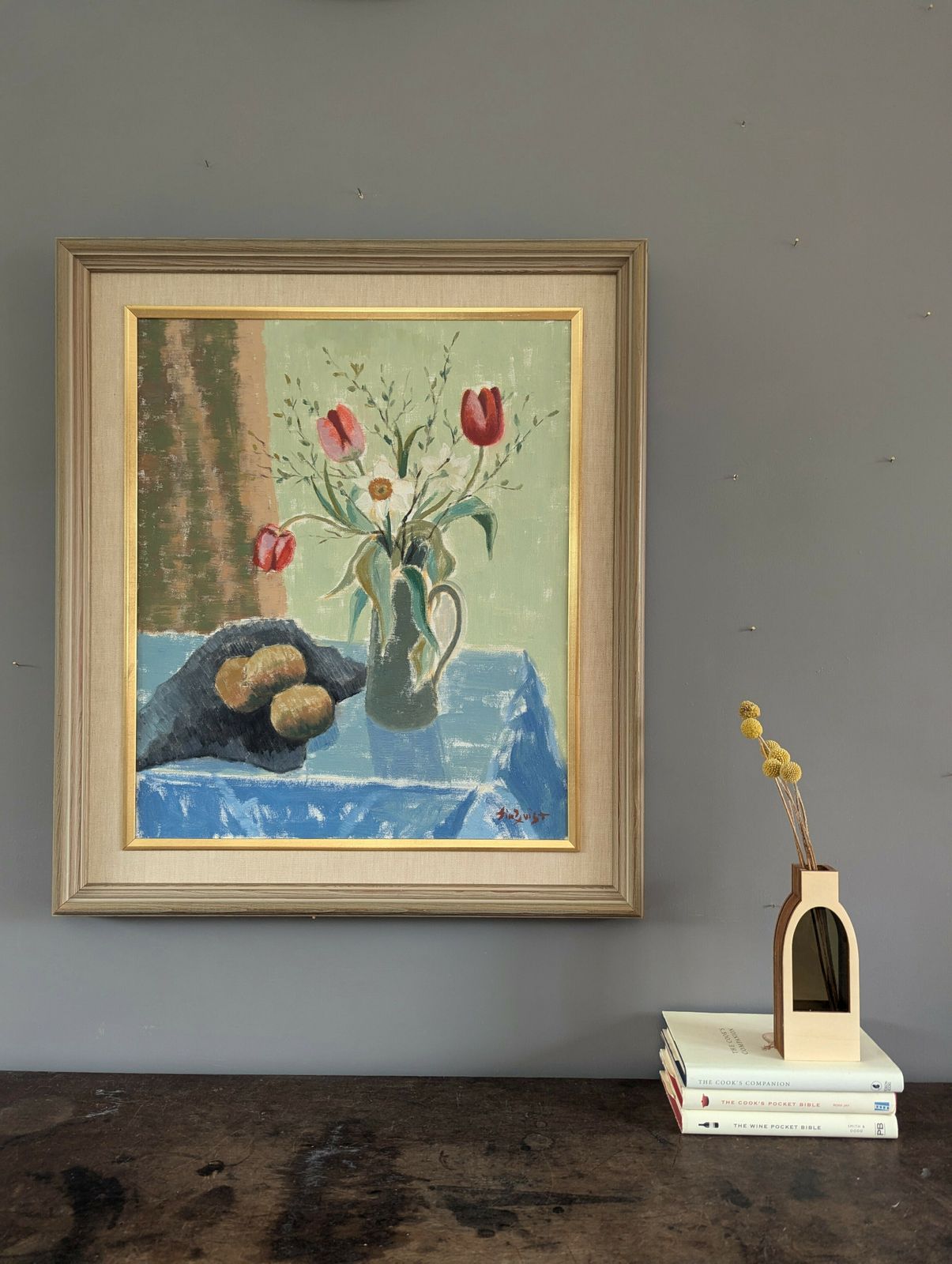 Tulips In A Jug, Oil Onto Canvas photo furniture