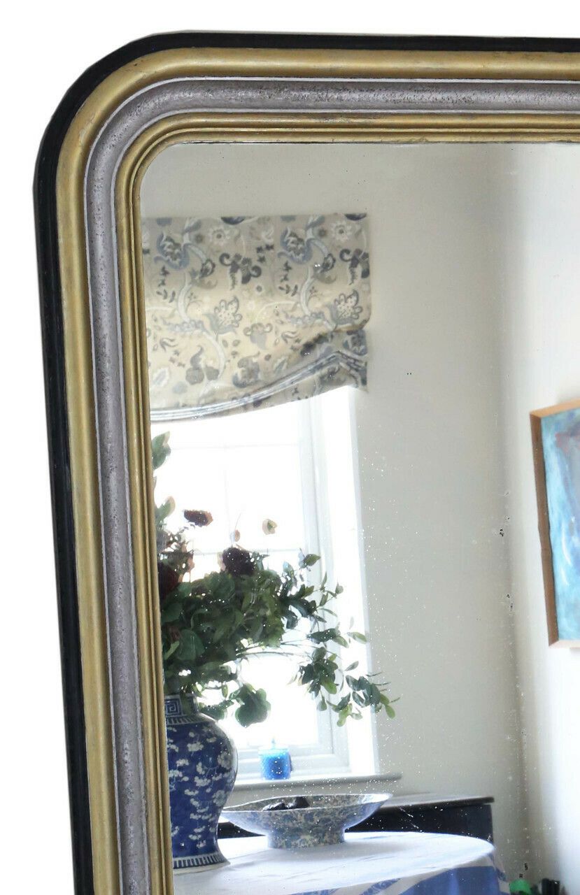 Antique 19th Century Very Large Quality Ebonised Silver Gilt Floor Wall Overmantle Mirror photo for sale