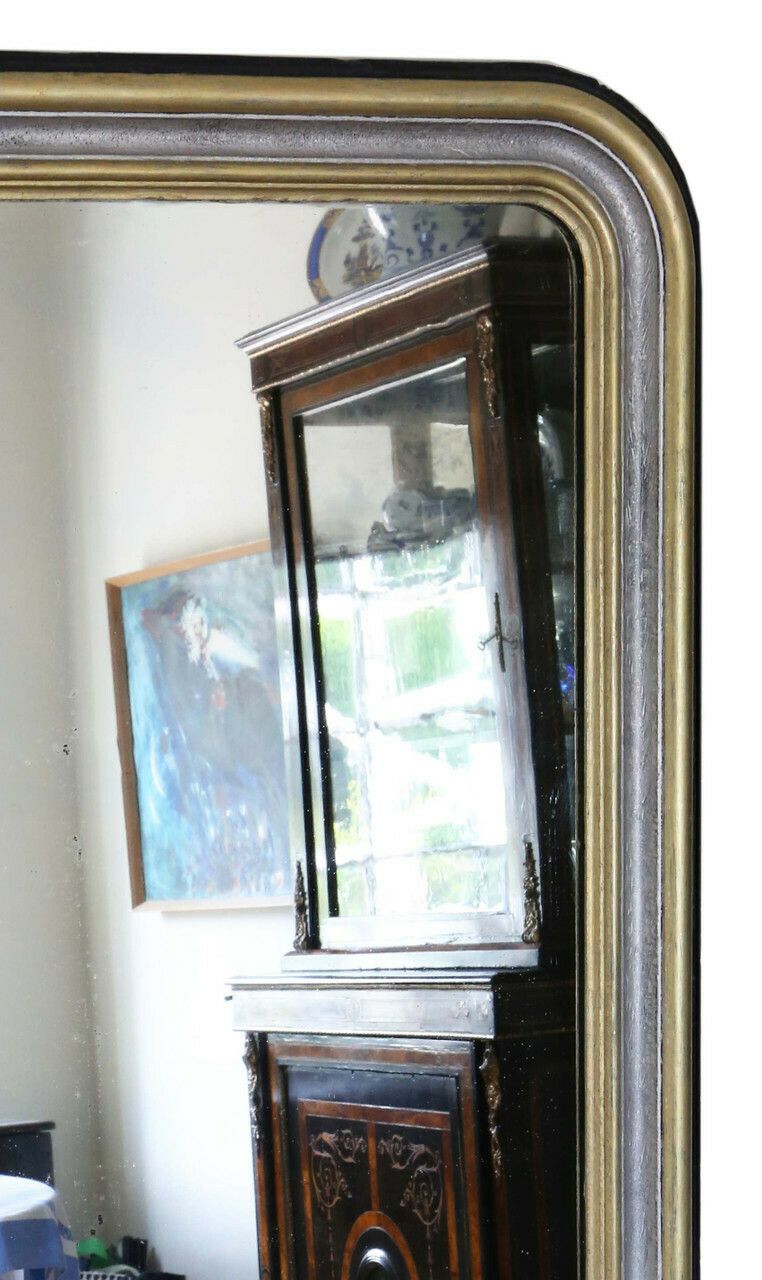 Antique 19th Century Very Large Quality Ebonised Silver Gilt Floor Wall Overmantle Mirror photo Home Decor