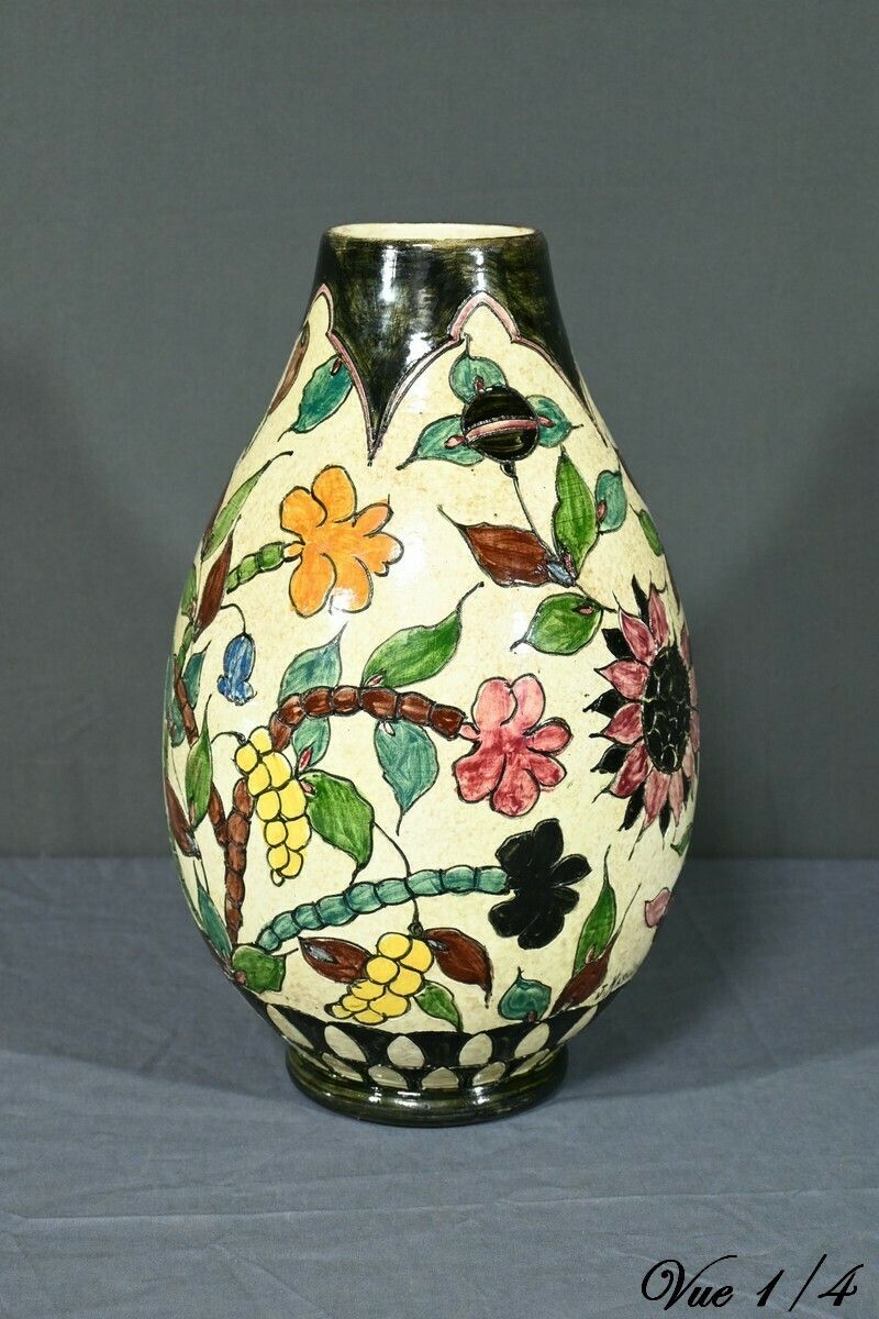 Polychrome Earthenware Vase, Signed J.Massier, Vallauris – Early 20th Century photo vinterior