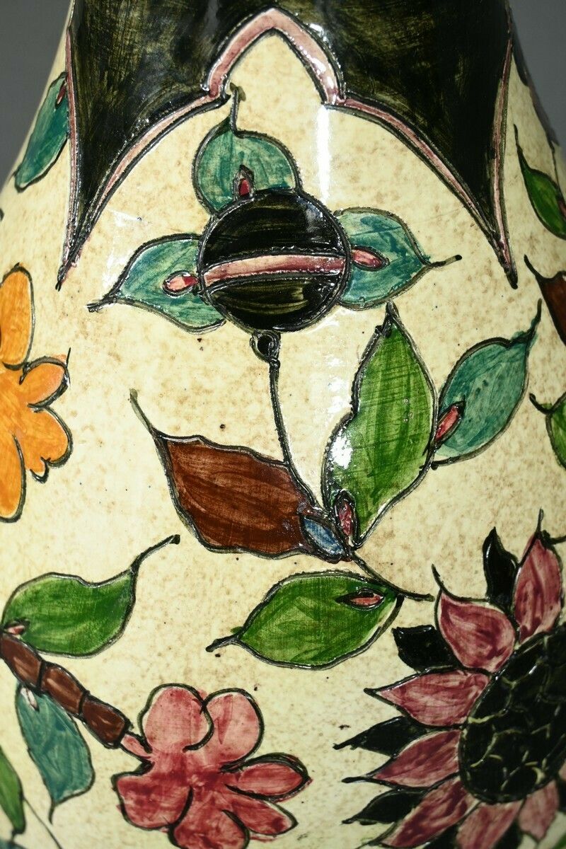 Polychrome Earthenware Vase, Signed J.Massier, Vallauris – Early 20th Century photo vintage