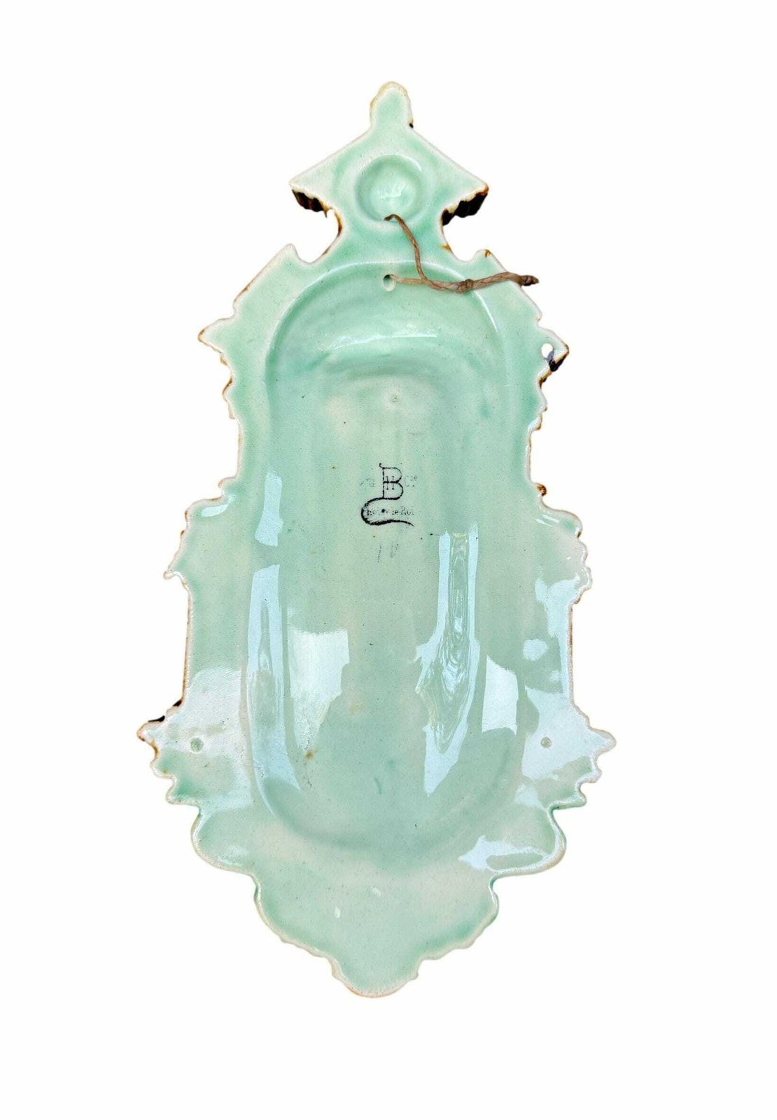Antique Majolica Holy Water Font Choisy Le Roi 19th Gift Religious Decor photo buy