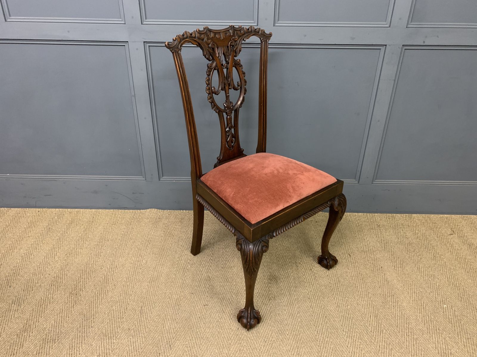 Pair Of Chippendale Style Mahogany Chairs photo vintage