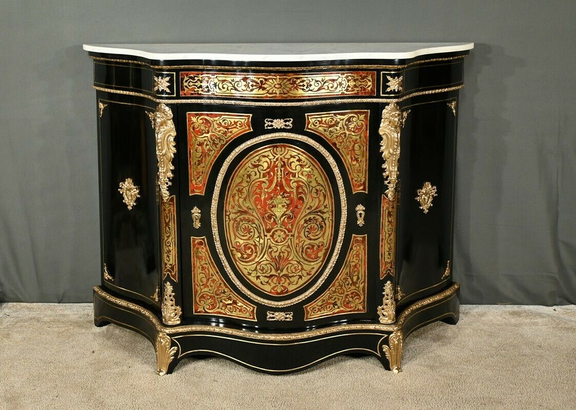 Boulle Buffet In Blackened Pear Wood, Napoleon II Period – Mid 19th Century
