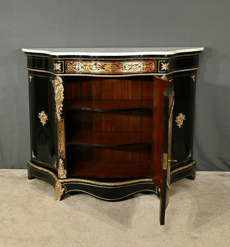 Boulle Buffet In Blackened Pear Wood, Napoleon II Period – Mid 19th Century photo Furniture
