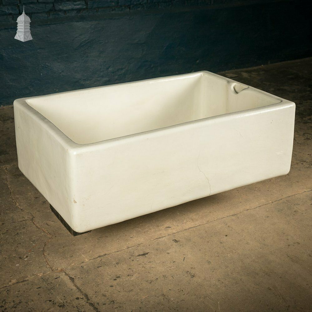 Belfast Butler Sink, Weir Overflow, White Glaze photo for sale