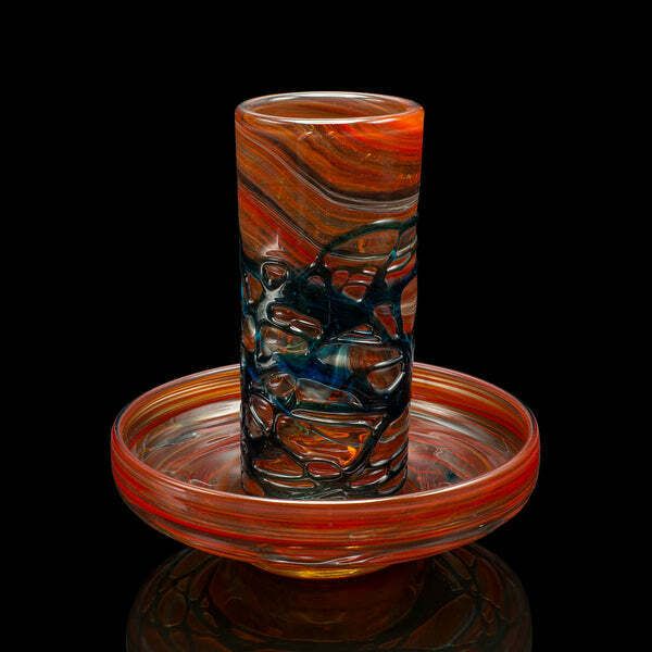 Vintage Mdina Candle Stand, Maltese, Art Glass, Candlestick Holder, Circa 1970