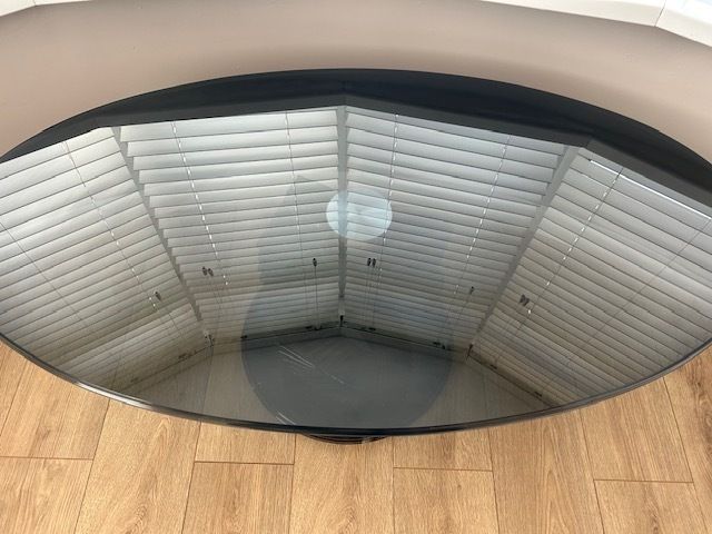 Spiral Black Glass Oval Coffee Table photo for sale