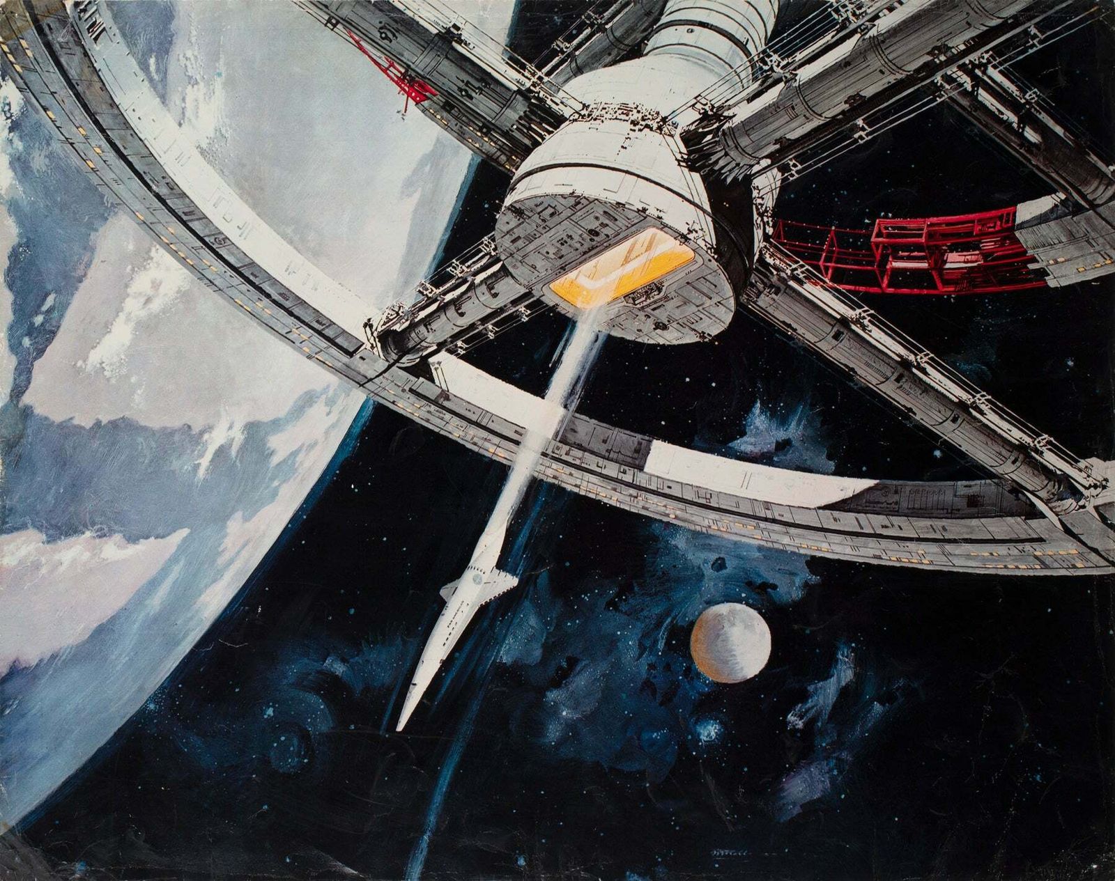 2001 A Space Odyssey Space Station Italian Oversized Illustrated Still, Bob Mcca