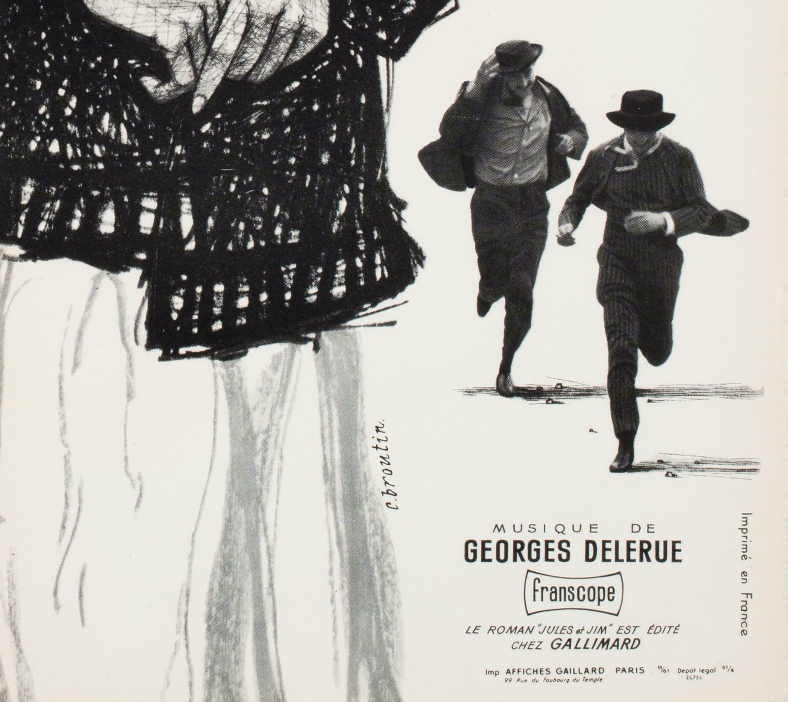 Jules And Jim 1962 French Moyenne Film Movie Poster, Christian Broutin photo buy