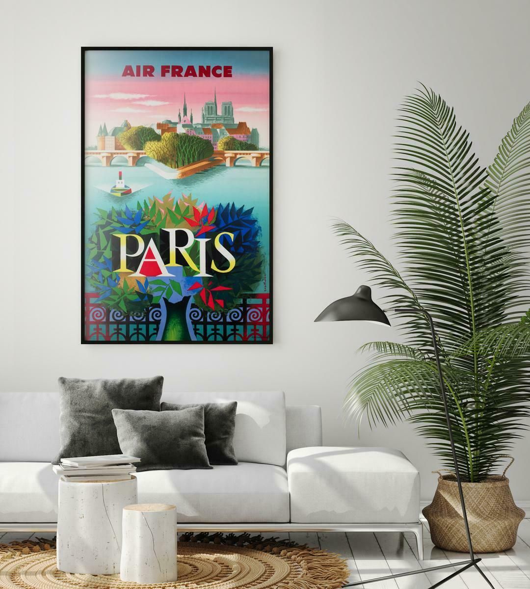 Air France Paris 1957 Travel Airline Advertising Poster, Jacques Nathan Garamond photo furniture