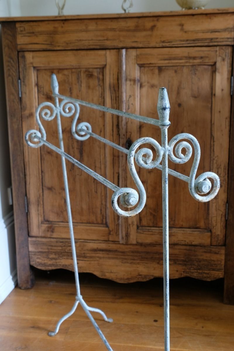 Wrought Iron & Painted Towel Rail With Scroll Ends photo furniture