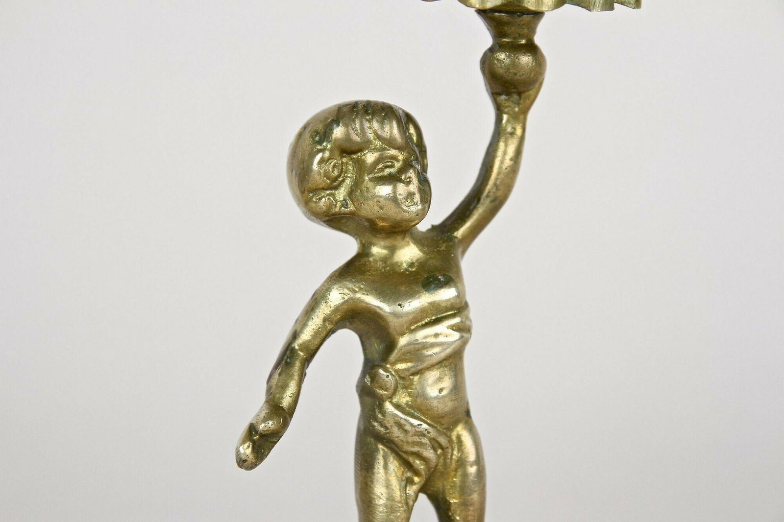 19th Century Sculptural Firegilt Baroque Revival Brass Candleholder, At Ca. 1880 photo vinterior