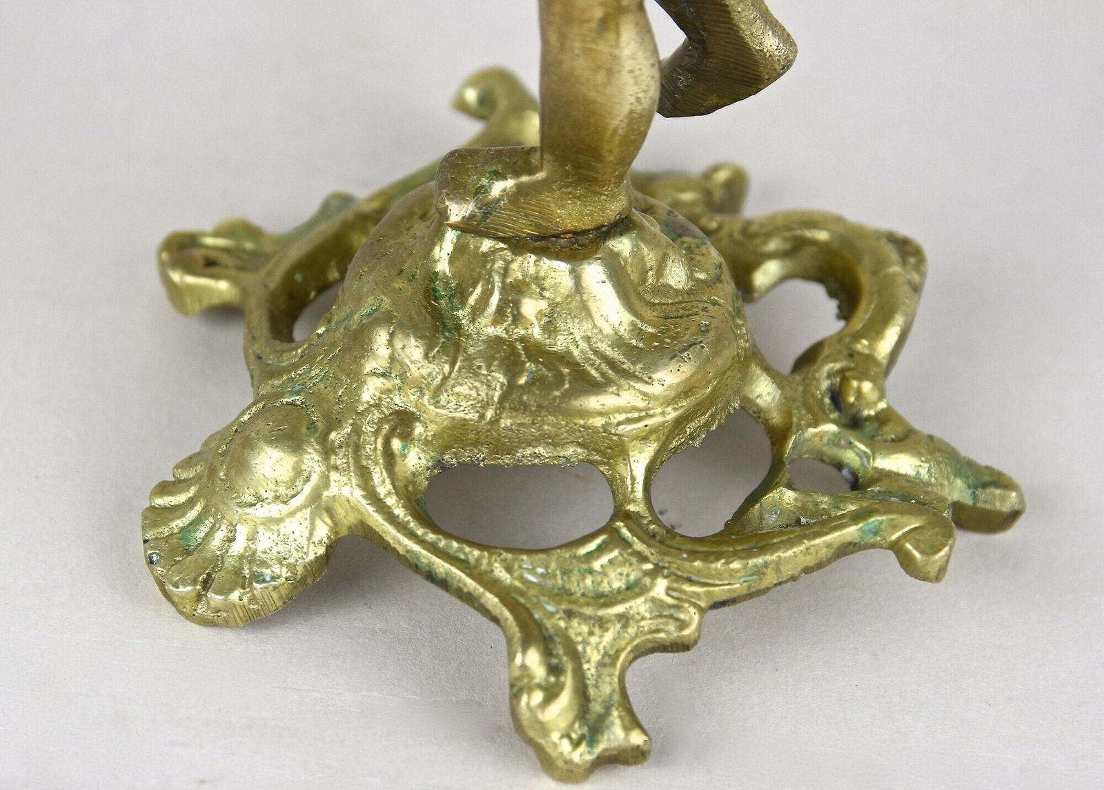 440.0 19th Century Sculptural Firegilt Baroque Revival Brass Candleholder, At Ca. 1880 photo