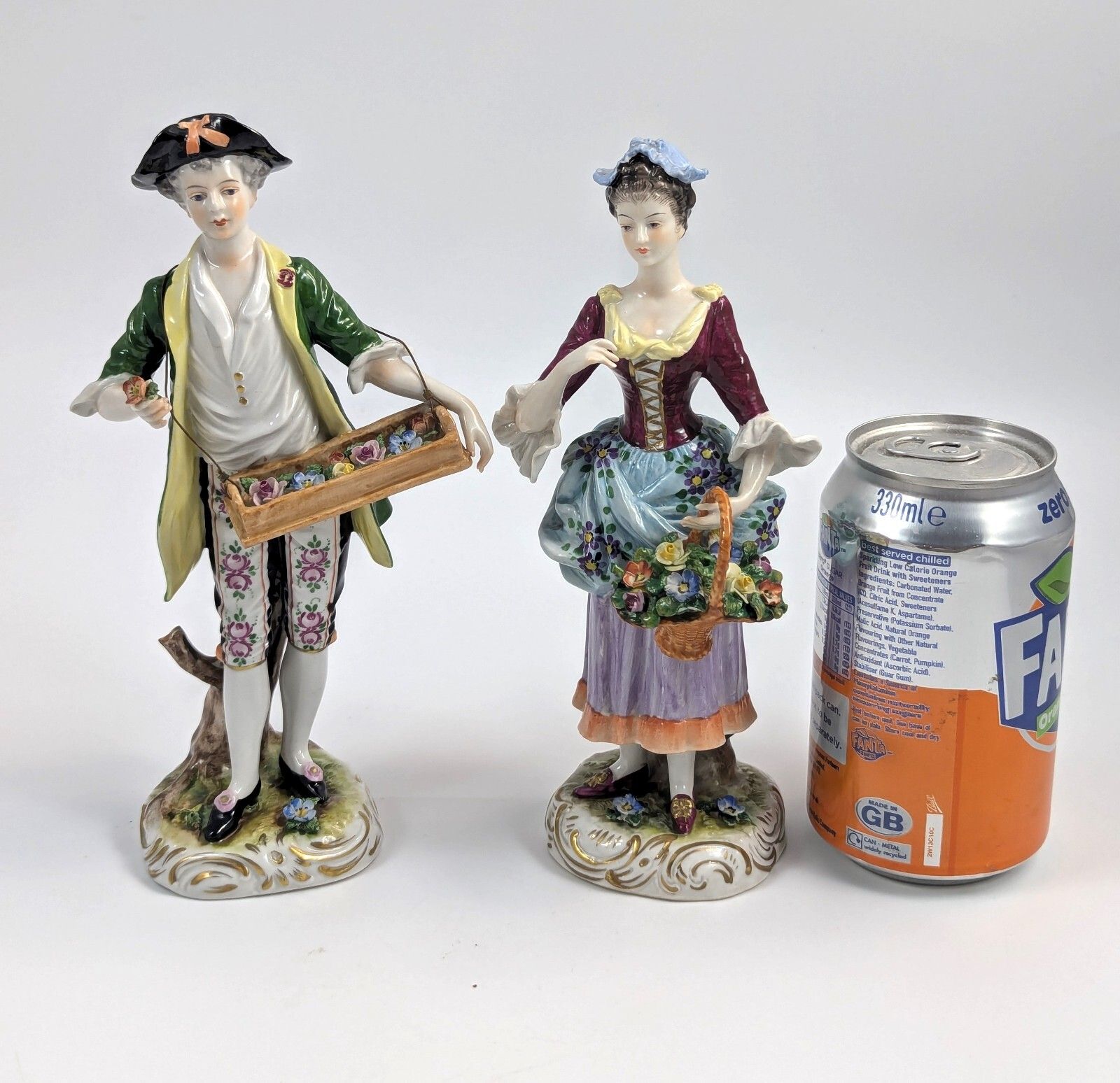 photo for sale Porcelain Figurines Of Flower Sellers By Volkstedt, Germany