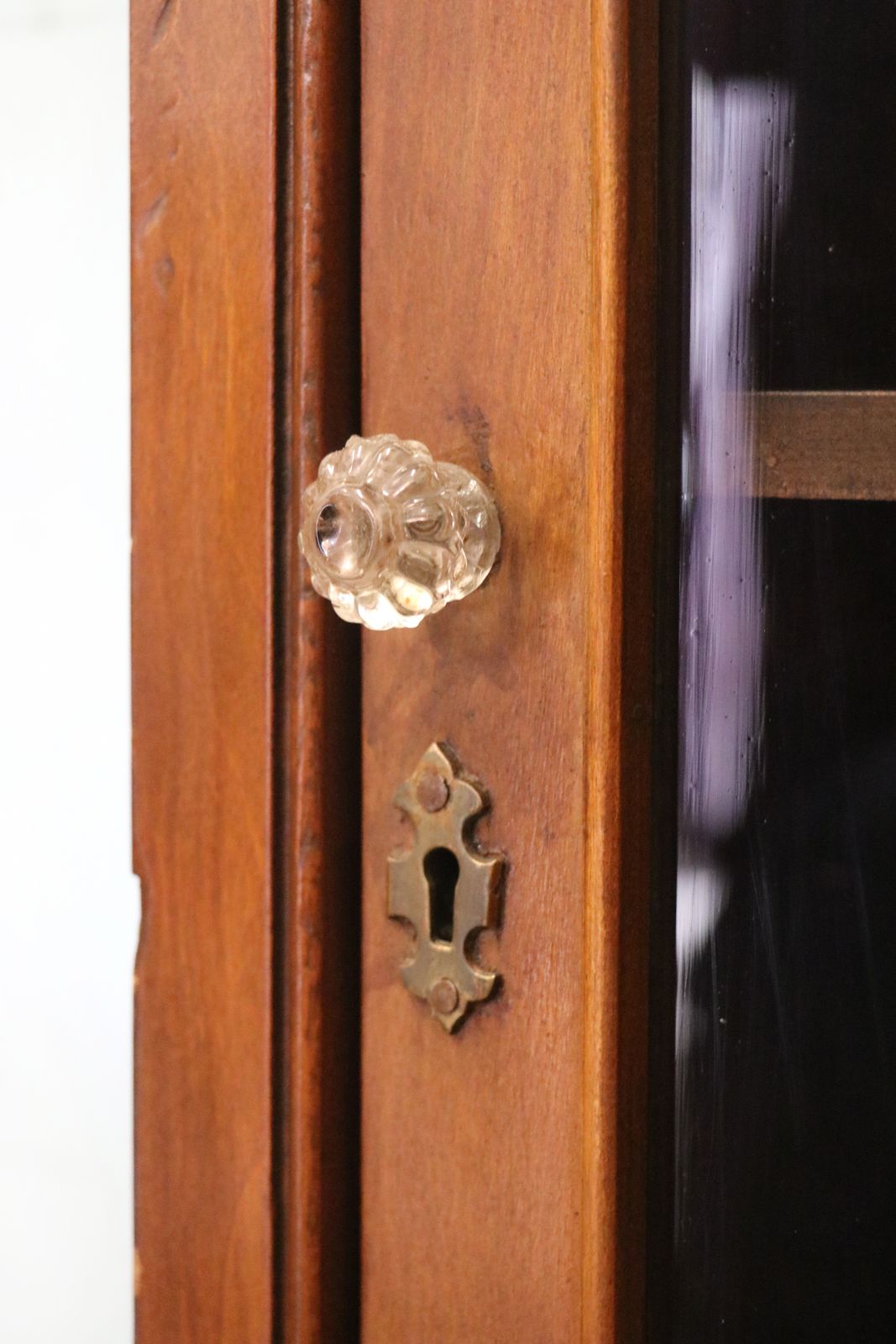 395.0 A Wonderful Victorian American Walnut Glazed Cabinet, Later Hand Sign Written Advertising For Fry's Chocolate. photo