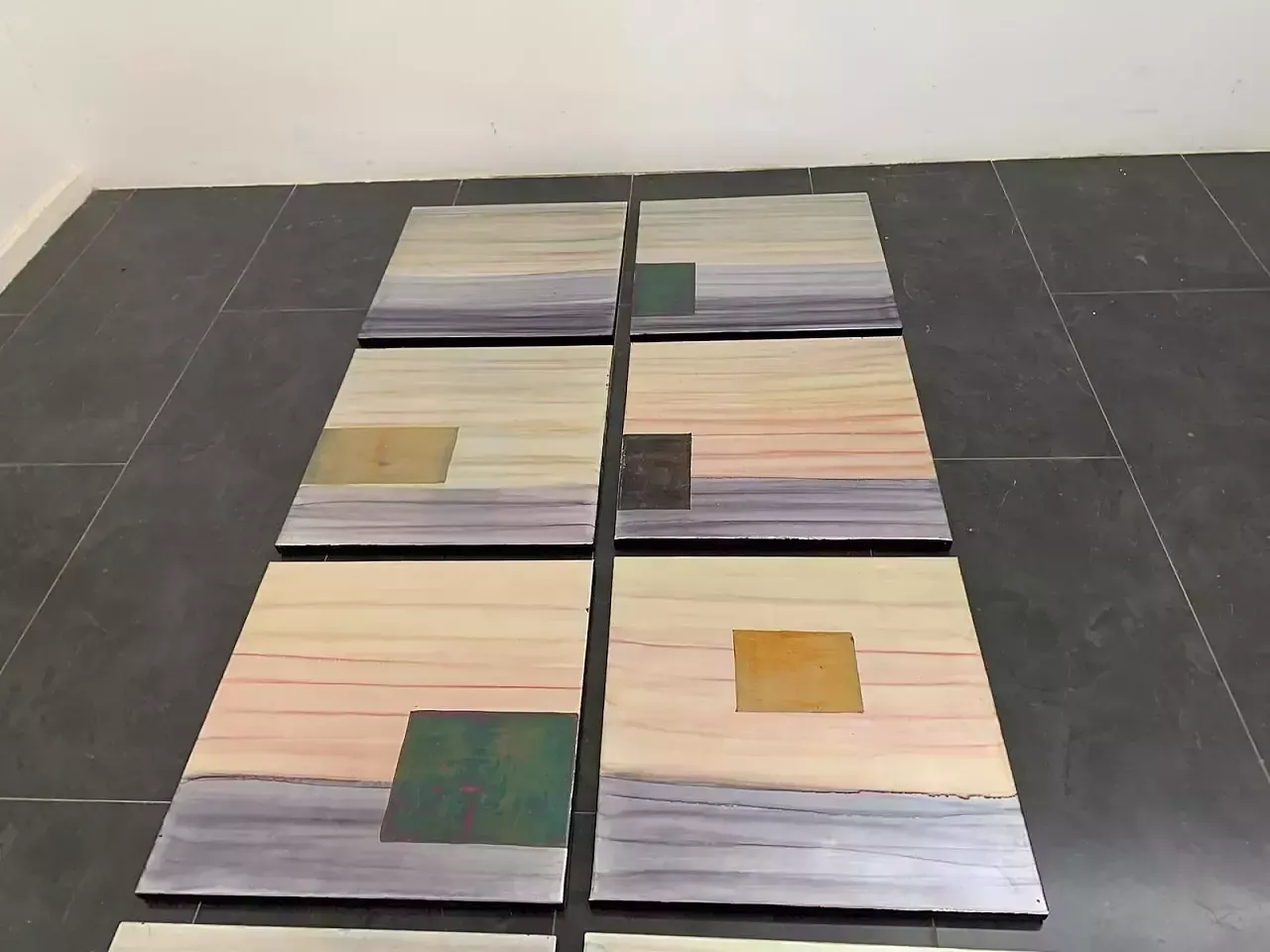 Iridescent Polychrome Abstract Panels In Metal, 1980s, Set Of 8 photo 1860.0