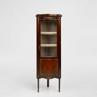 Vintage French Louis XV Style Corner Display Cabinet With Arched Glass, 1950