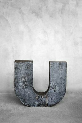 Vintage Groot Industrieel Pools Metalen Letter U, Ca. Jaren 1950