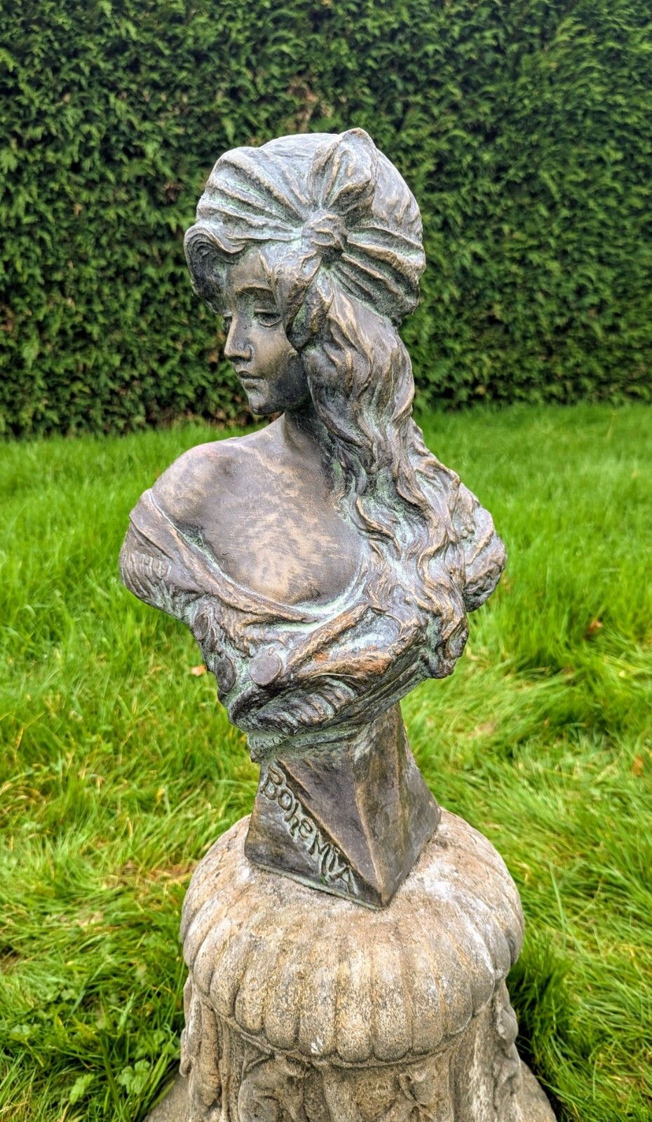 Beautiful Verdigris Bronzed Bust  Gypsy Bohemian Delivery Available 0274. photo for sale