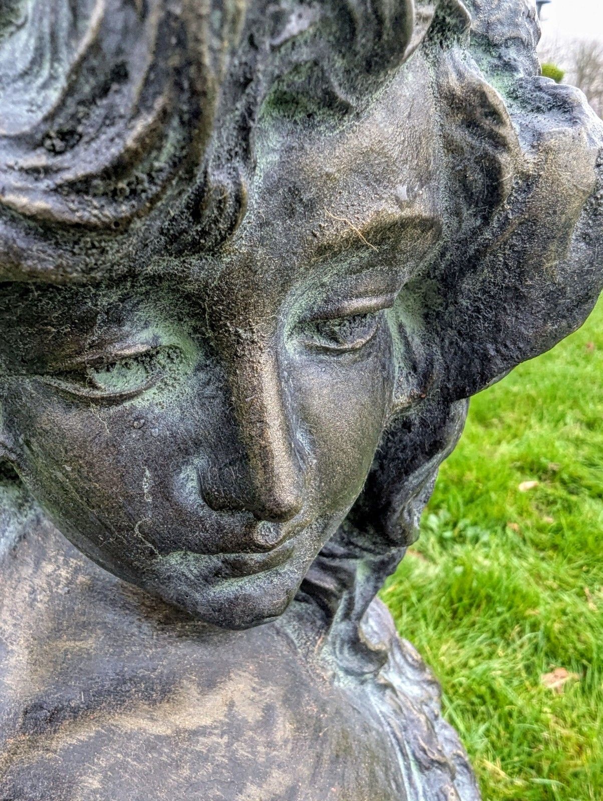 Beautiful Verdigris Bronzed Bust  Gypsy Bohemian Delivery Available 0274. photo 195.0