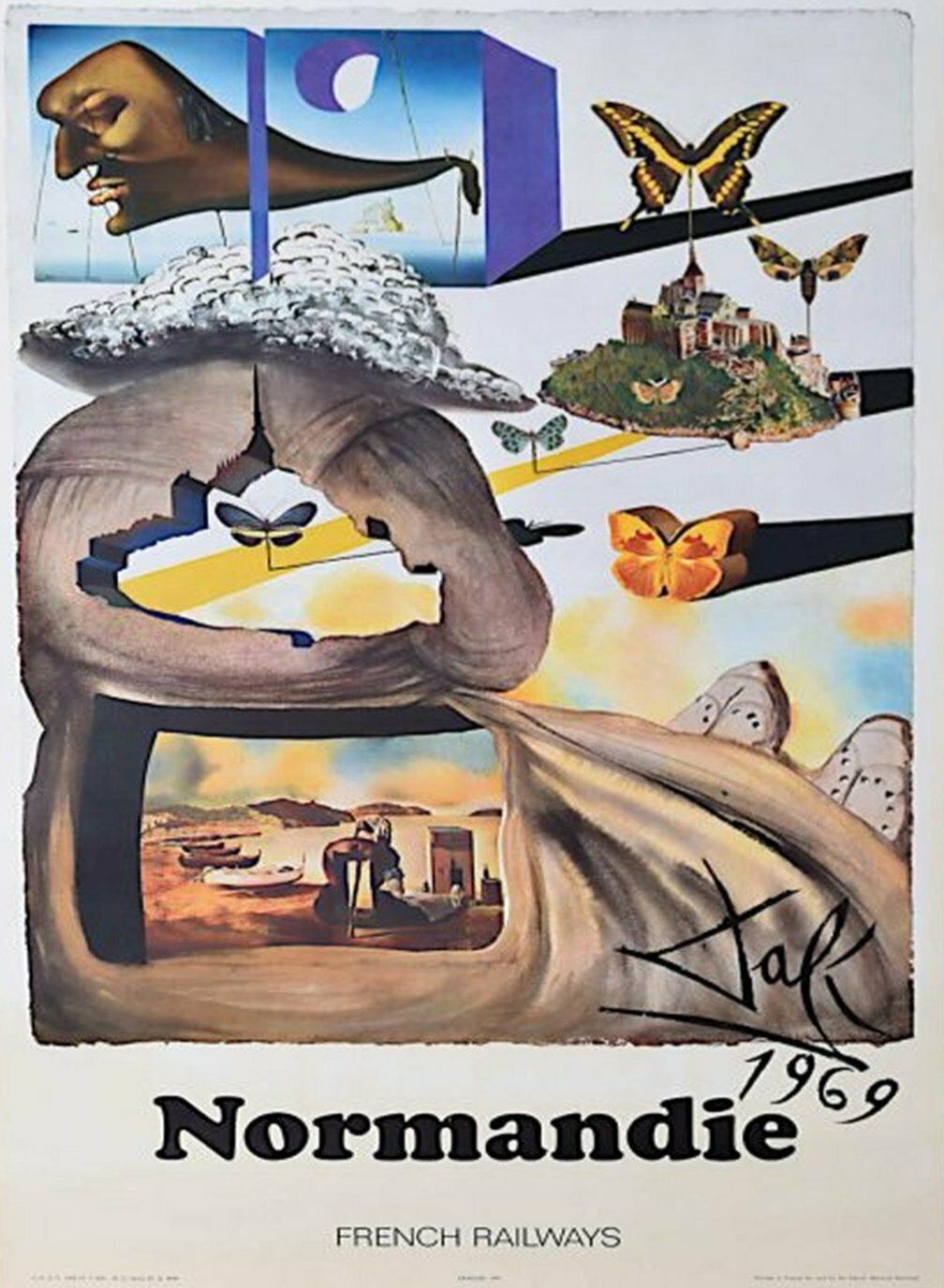 Normandie, French Railways   Salvador Dali  Original Vintage Poster